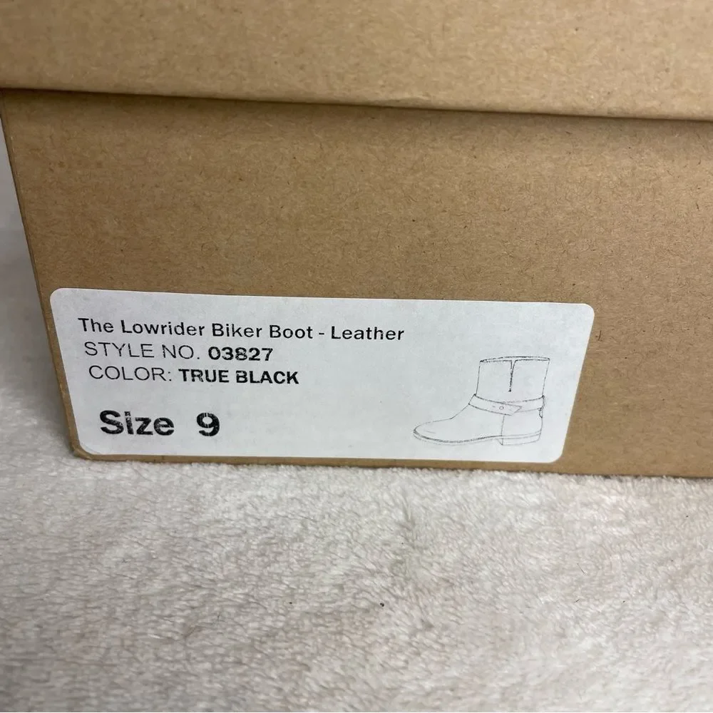 Madewell Biker Boots Lowrider Leather Ankle Moto Stacked Heel New Black Size 9